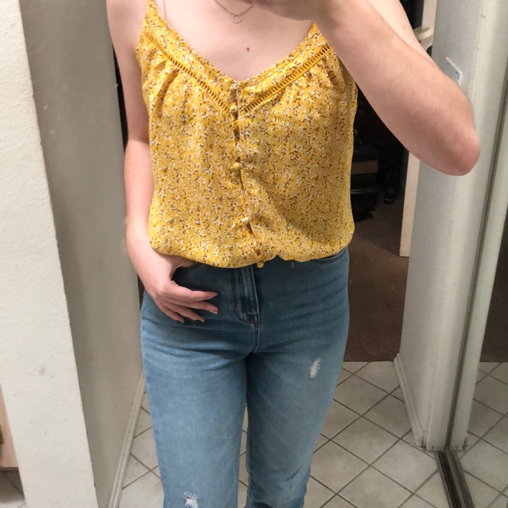 Yellow floral cami tank top.